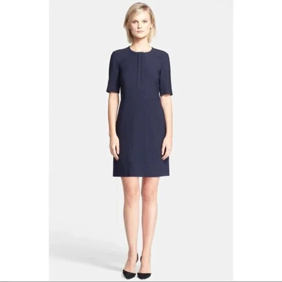Theory 'Slyra' Quarter Zip A-Line Dress, Navy, Size 10 - Picture 1 of 10